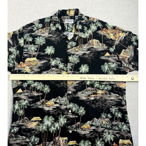 Windham Pointe Shirt Mens Large Black Hawaiian Button Up Resort Flowy Top - Picture 5 of 11